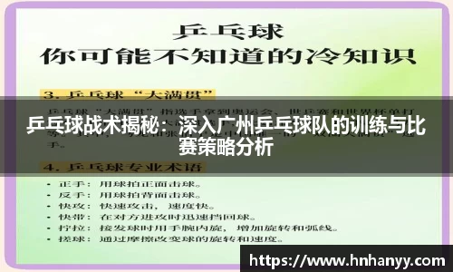乒乓球战术揭秘：深入广州乒乓球队的训练与比赛策略分析